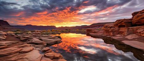 soluppgång i moab utah , genererad förbi ai foto