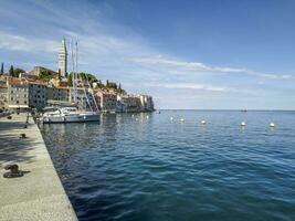 bild av de hamn av de historisk kroatisk kust stad av rovinj i sommar foto