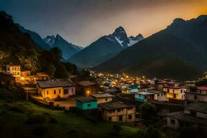 Foto tapet de himmel, berg, natt, de by, peru, de berg, de. ai-genererad