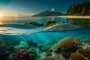 de under vattnet värld av de Stilla havet. ai-genererad foto