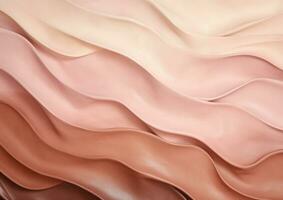 abstrakt bakgrund av en vågig rosa och beige tyg. ai genererad foto