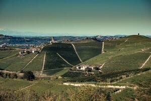 landskap i de piemontesiska langhe i höst efter de skörda, nära alba foto