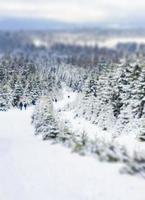 snöat in och suddig rörelse landskap brocken mountain harz tyskland. foto
