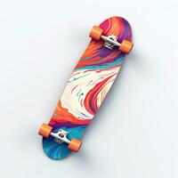 färgrik skateboard på vit bakgrund ai generativ foto