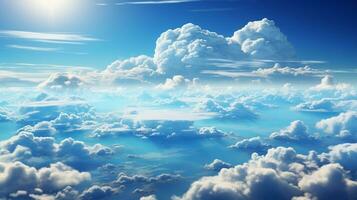ai genererad solig dag blå himmel med moln Foto