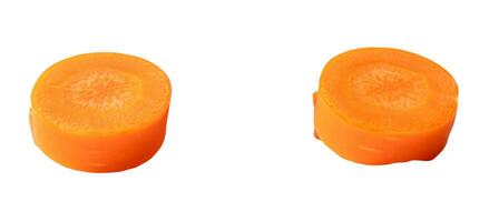 skön orange morot skivor i uppsättning isolerat på vit bakgrund med klippning väg foto