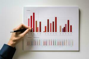 statistik och data analys. investering. företag analys använder sig av diagram och grafer. man studerar statistik. genererad förbi artificiell intelligens foto