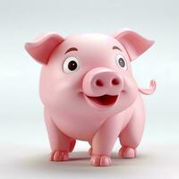 rosa gris djur- 3d begrepp, ai generativ foto