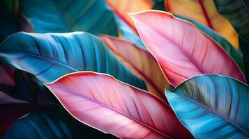 färgrik och ljus tropisk löv, ai generativ foto