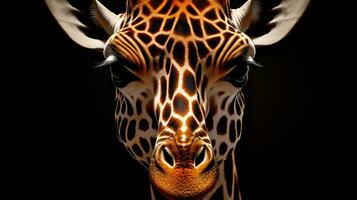 en giraff med dess mun öppen ai genererad foto
