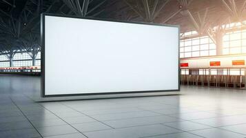en stor vit skärm i en byggnad ai genererad foto