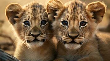 en par av lejon ai genererad foto