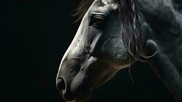en stänga upp av en häst ai genererad foto
