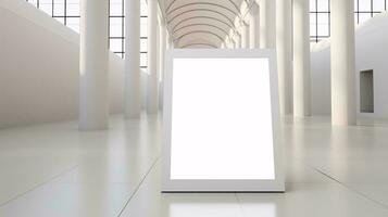 en vit fyrkant låda i en rum ai genererad foto
