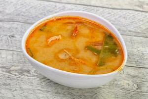 berömd thailändsk tom yam-soppa foto