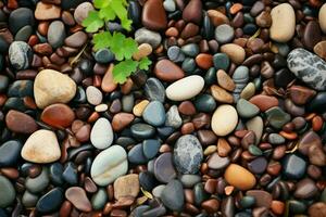 en harmonisk blanda av sten stenar och oländig tegelstenar ai genererad foto