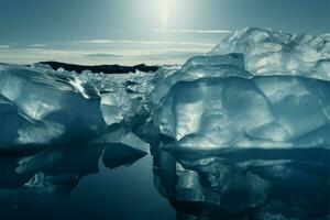 isländer ren jokulsarlon glaciär lagun, en kristall blå frysta sagoland ai genererad foto