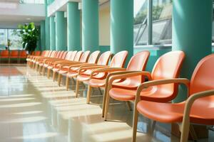 sittplatser i de sjukhus väntar område ser till bekvämlighet och bekvämlighet ai genererad foto