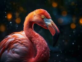 flamingo fågel porträtt ai genererad foto