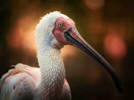 spoonbill fågel porträtt ai genererad foto