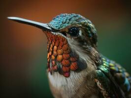 kolibri fågel porträtt ai genererad foto