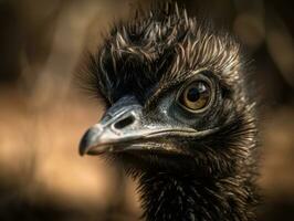 emu fågel porträtt ai genererad foto