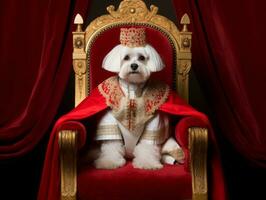 kunglig hund med en kunglig hållning i en kunglig miljö ai generativ foto