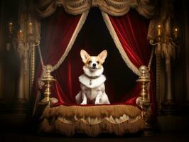 kunglig hund med en kunglig hållning i en kunglig miljö ai generativ foto
