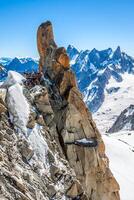 klättrare på de route.aiguille du midi foto