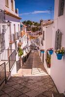 pittoresk gata av mijas. charmig vit by i andalusien, costa del sol. sydlig Spanien foto