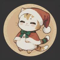 söt chibi neko katt bär jul kostym som santa claus anime stil foto