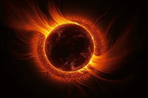 fantastisk se av de sol- förmörkelse. genererad förbi artificiell intelligens foto