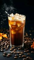 pumpa krydda latte, iced kaffe bakgrund Foto, generativ ai foto