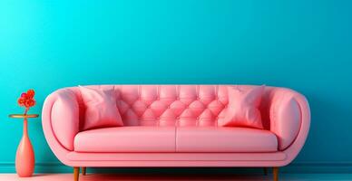 eleganta modern soffa, pastell ljus bakgrund - ai genererad bild foto