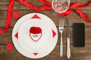 romantisk middag begrepp. valentine dag eller förslag bakgrund. foto