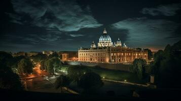 natt se av vatican museer. generativ ai foto