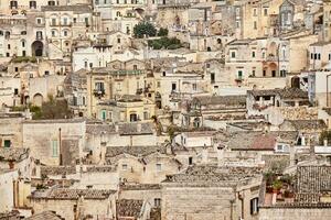 hisnande se av de gammal stad av matera, sydlig Italien. foto