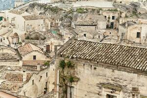 hisnande se av de gammal stad av matera, sydlig Italien. foto