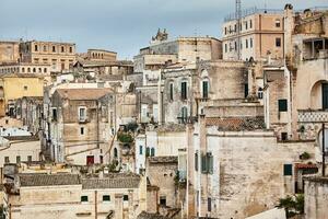 hisnande se av de gammal stad av matera, sydlig Italien. foto