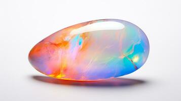 Foto av opal isolerat på vit bakgrund. generativ ai