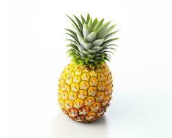 Foto av ananas isolerat på vit bakgrund. generativ ai