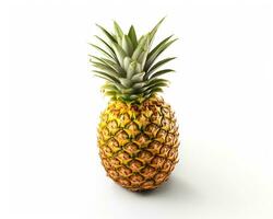 Foto av ananas isolerat på vit bakgrund. generativ ai