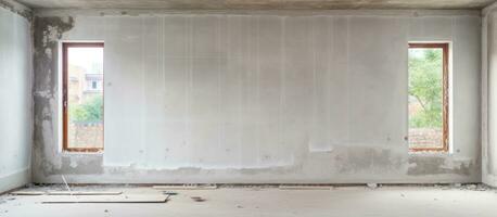interiör renovering av en ny Hem med betong väggar och plåster foto