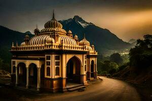 de gyllene tempel i de berg. ai-genererad foto