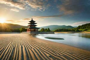 de pagod på solnedgång. ai-genererad foto