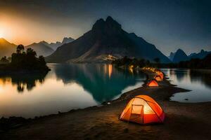 de bäst camping fläckar i de värld. ai-genererad foto