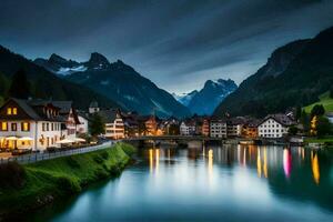 de stad av altenburg i de alperna, schweiz. ai-genererad foto