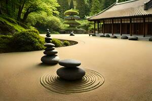 zen trädgård, Japan, zen trädgård, zen trädgård, zen trädgård, z. ai-genererad foto