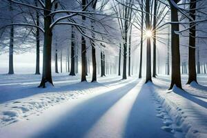 fotografera - vinter- skog förbi johan lindgren. ai-genererad foto