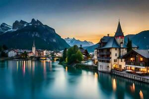 de skön stad av altenburg i de swiss alperna. ai-genererad foto